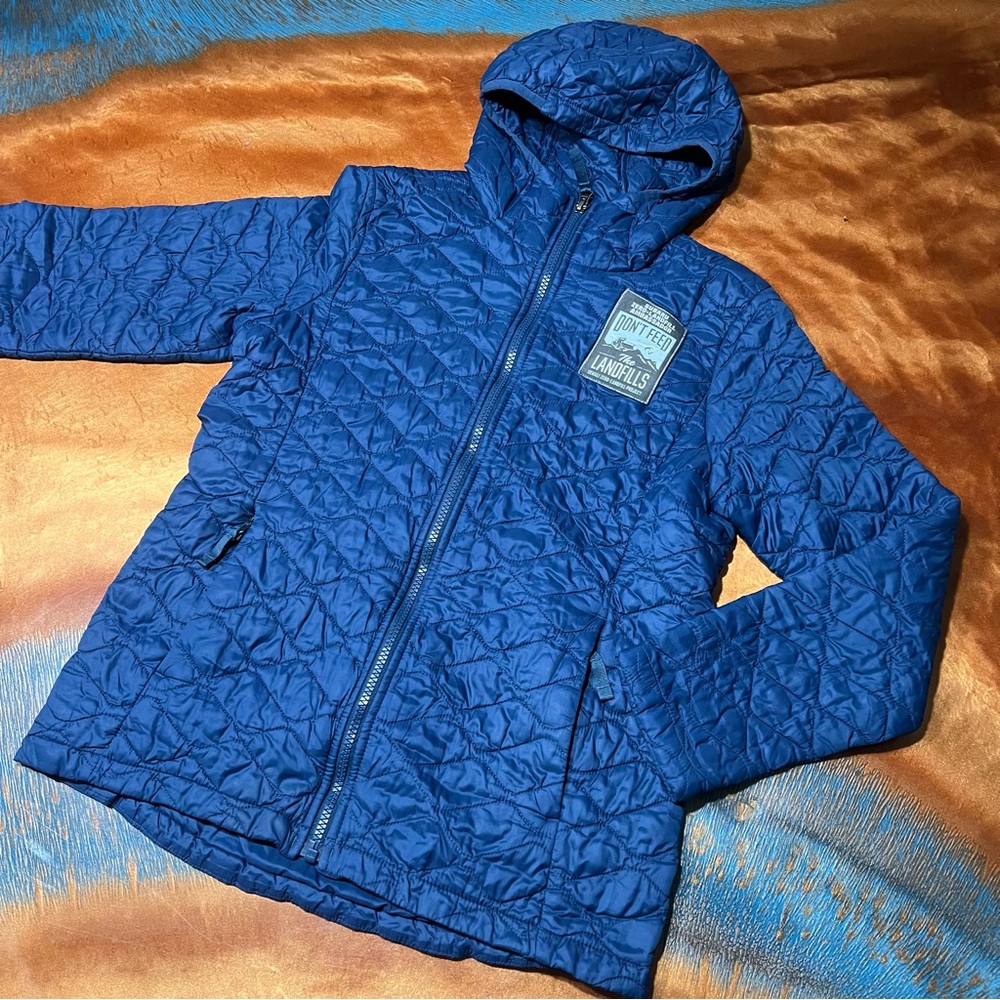 The North Face Thermoball Hooded Blue Quilted Puffer Jacket 14/16 large Denali
